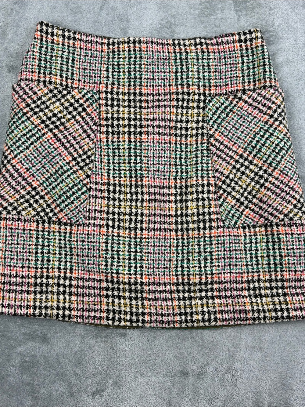 Anthropologie Maeve Bijou Plaid Tweed Mini Skirt Multicolor Wool Blend Womens 6